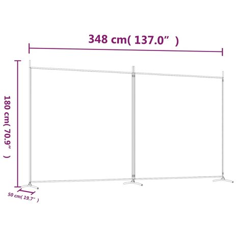 Kamerscherm met 2 panelen 348x180 cm stof bruin 8