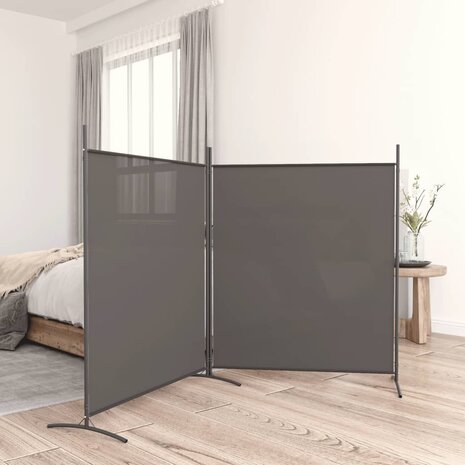 Kamerscherm met 2 panelen 346x180 cm stof antracietkleurig 1