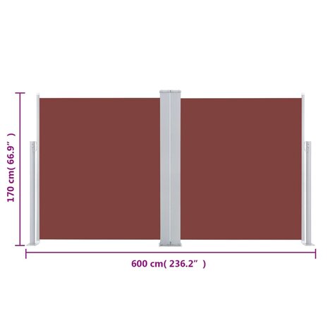 Windscherm uittrekbaar 170x600 cm bruin 12