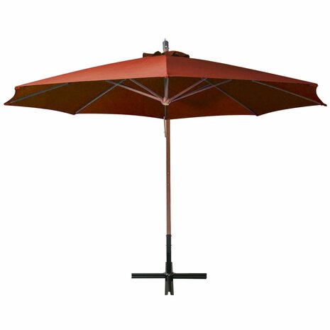 Zweefparasol met paal 3,5x2,9 m massief vurenhout terracotta 3