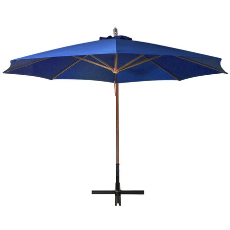 Zweefparasol met paal 3,5x2,9 m massief vurenhout azuurblauw 3