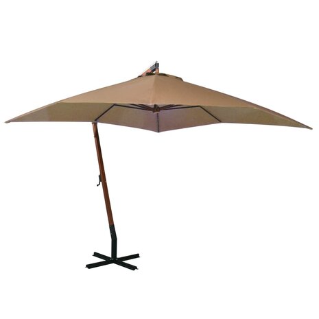 Zweefparasol met paal 3x3 m massief vurenhout taupe 1