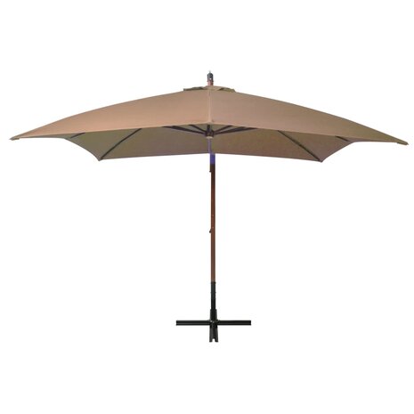 Zweefparasol met paal 3x3 m massief vurenhout taupe 2