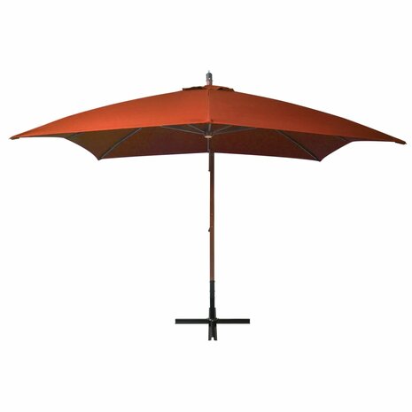 Zweefparasol met paal 3x3 m massief vurenhout terracotta 2