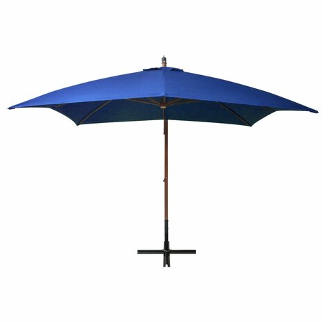 Zweefparasol met paal 3x3 m massief vurenhout azuurblauw 2