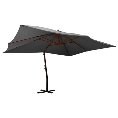 Zweefparasol met houten paal 400x300 cm antracietkleurig 1