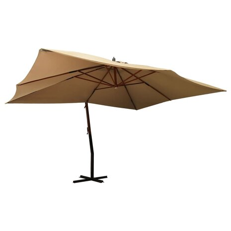 Zweefparasol met houten paal 400x300 cm taupe 1