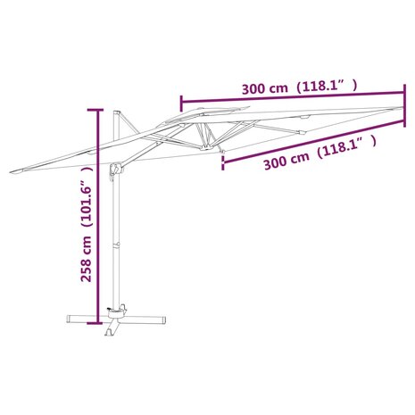 Zweefparasol met dubbele bovenkant 300x300 cm terracotta 10