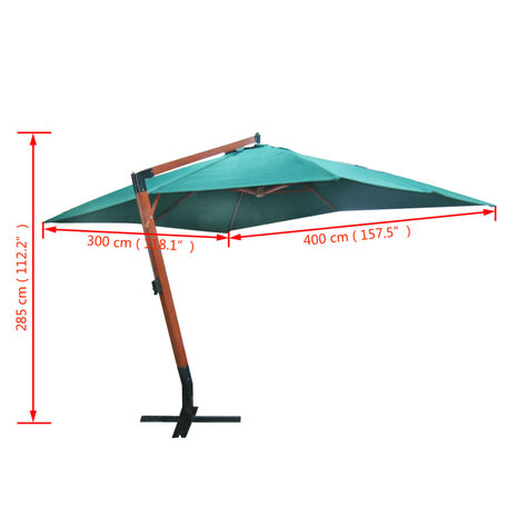 Zweefparasol Melia 300x400 cm groen 5