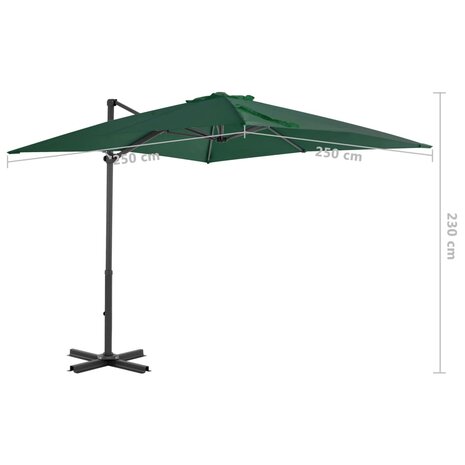 Zweefparasol met aluminium paal 250x250 cm groen 8