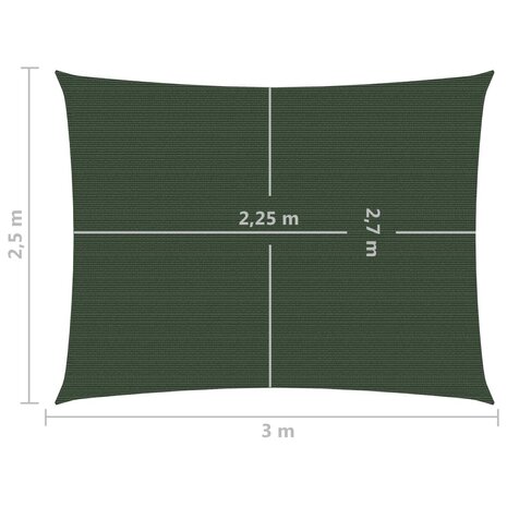 Zonnezeil 160 g/m² 2,5x3 m HDPE donkergroen 6