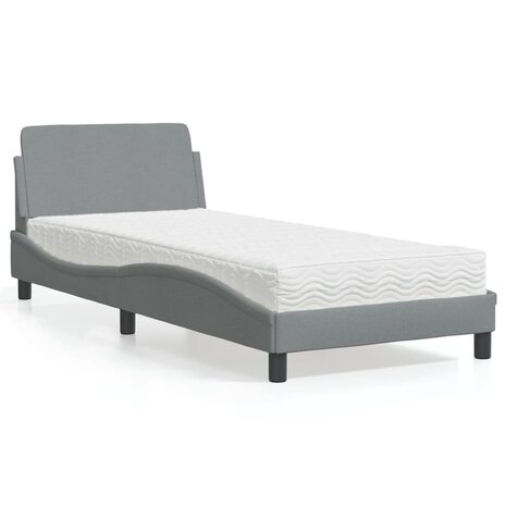 Bed met matras stof lichtgrijs 80x200 cm 1