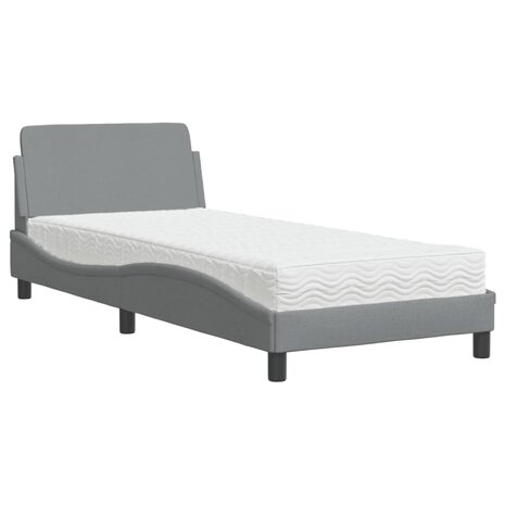 Bed met matras stof lichtgrijs 80x200 cm 2