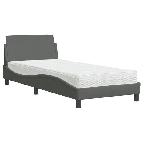 Bed met matras stof donkergrijs 80x200 cm 2