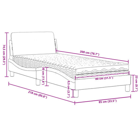 Bed met matras stof donkergrijs 80x200 cm 9