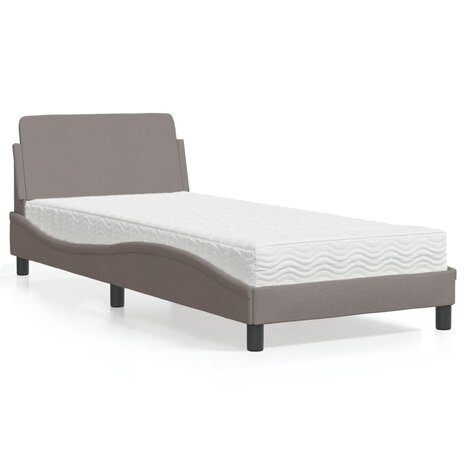 Bed met matras stof taupe 80x200 cm 1