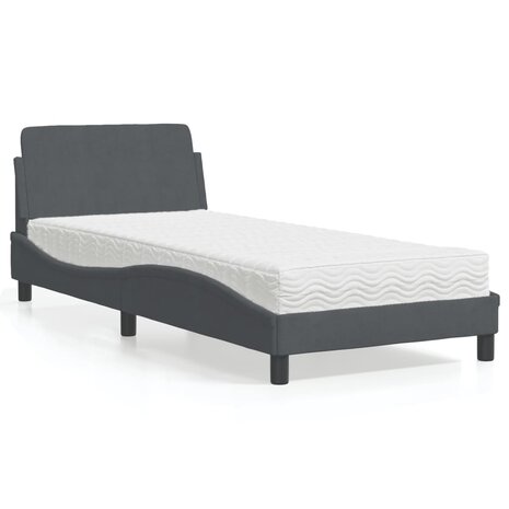 Bed met matras fluweel donkergrijs 80x200 cm 1