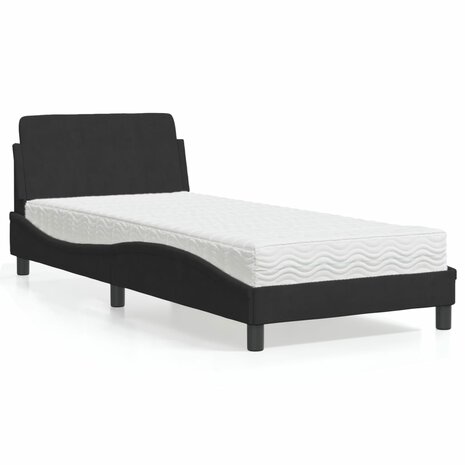 Bed met matras fluweel zwart 80x200 cm 1