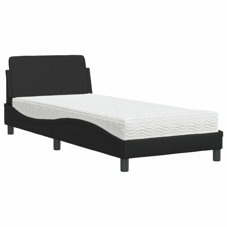 Bed met matras kunstleer zwart 80x200 cm 2