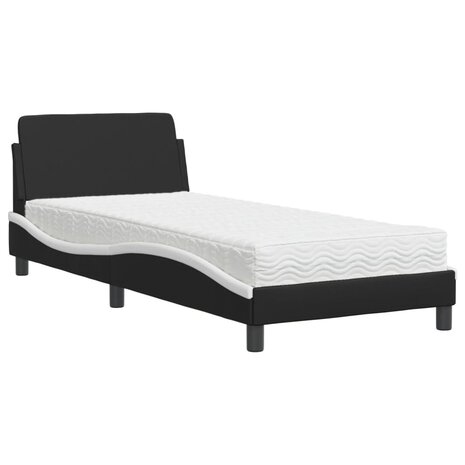 Bed met matras kunstleer zwart en wit 80x200 cm 2