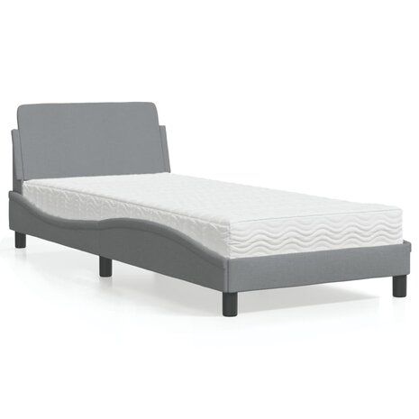 Bed met matras stof lichtgrijs 90x190 cm 1