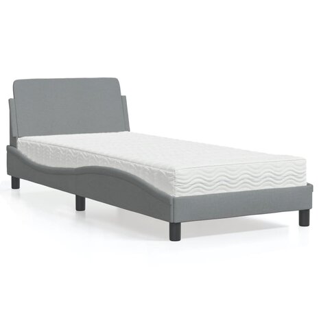 Bed met matras stof lichtgrijs 90x190 cm 2