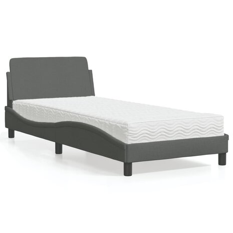 Bed met matras stof donkergrijs 90x190 cm 1