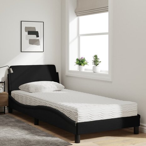 Bed met matras stof zwart 90x190 cm 3