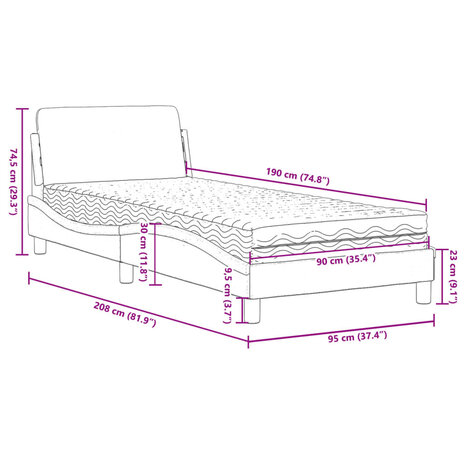 Bed met matras stof zwart 90x190 cm 9