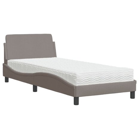 Bed met matras stof taupe 90x190 cm 2