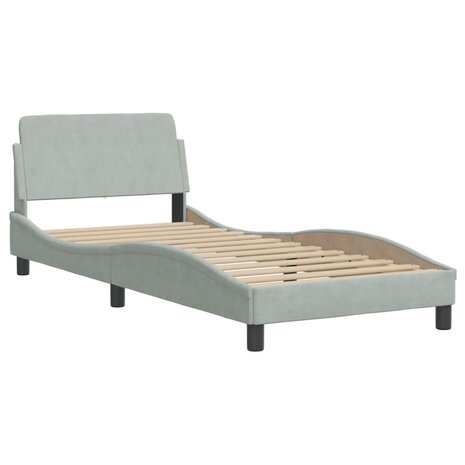 Bed met matras fluweel lichtgrijs 90x190 cm 4