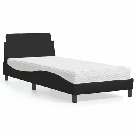 Bed met matras kunstleer zwart 90x190 cm 1