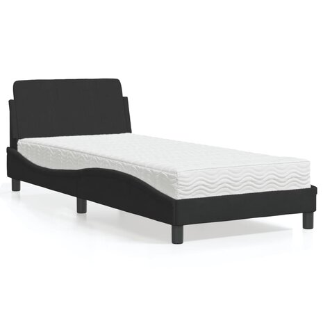 Bed met matras fluweel zwart 90x200 cm 1