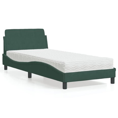 Bed met matras fluweel donkergroen 90x200 cm 1