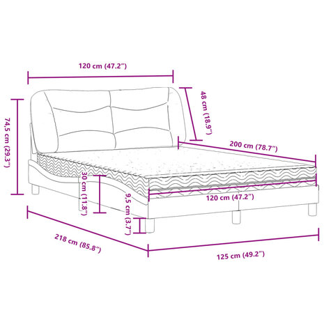 Bed met matras stof zwart 120x200 cm 11