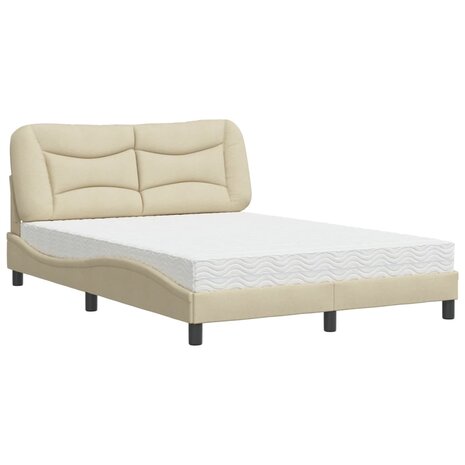 Bed met matras stof crèmekleurig 120x200 cm 2