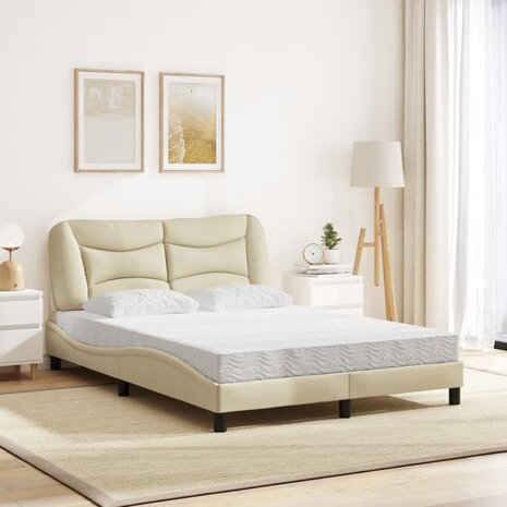 Bed met matras stof crèmekleurig 120x200 cm 3