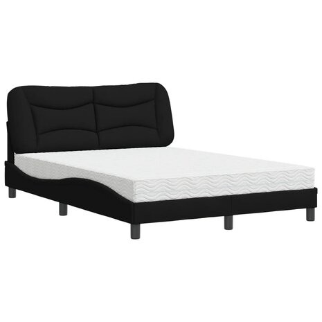 Bed met matras stof zwart 140x190 cm 2