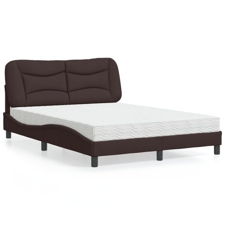 Bed met matras stof donkerbruin 140x190 cm 1