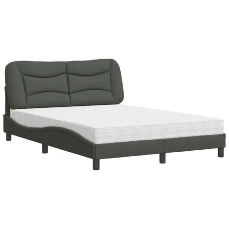 Bed met matras stof donkergrijs 140x200 cm 2