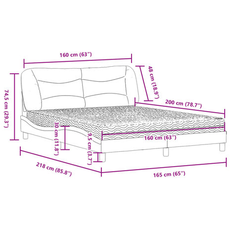 Bed met matras stof donkergrijs 160x200 cm 11