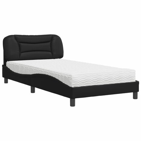 Bed met matras kunstleer zwart 100x200 cm 2