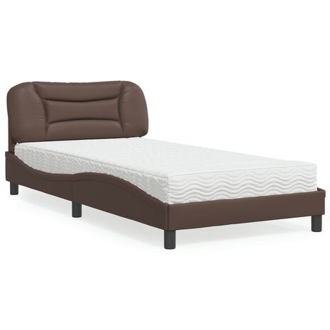 Bed met matras kunstleer bruin 100x200 cm 1