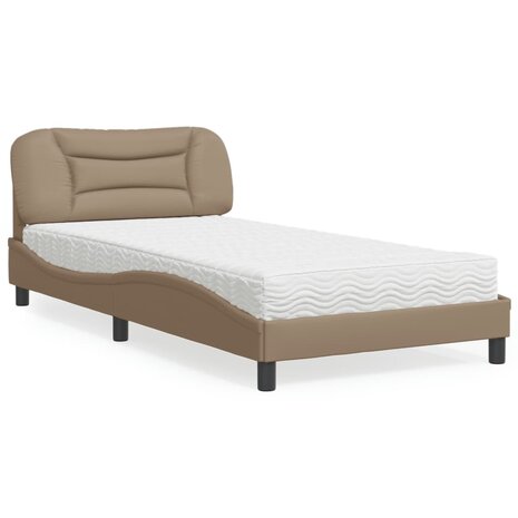 Bed met matras kunstleer cappuccinokleurig 100x200 cm 1