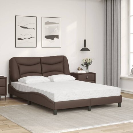 Bed met matras kunstleer bruin 120x200 cm 3