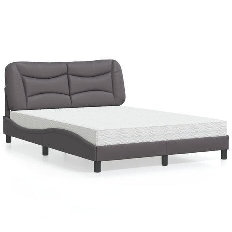 Bed met matras kunstleer grijs 120x200 cm 1