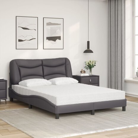 Bed met matras kunstleer grijs 120x200 cm 3