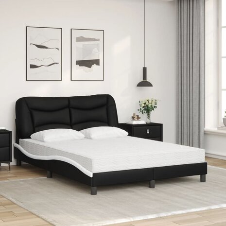 Bed met matras kunstleer zwart en wit 120x200 cm 3