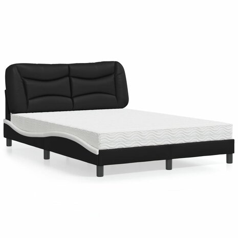 Bed met matras kunstleer zwart en wit 140x190 cm 1