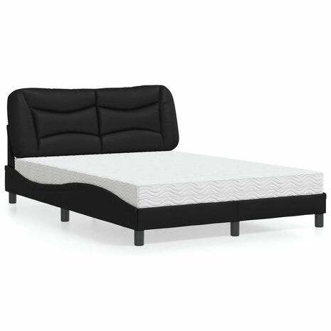 Bed met matras kunstleer zwart 140x200 cm 1